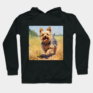 Yorkshire Terrier painting in a field Hoodie